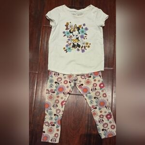 Adorable Character Print Top and Floral Leggings Set